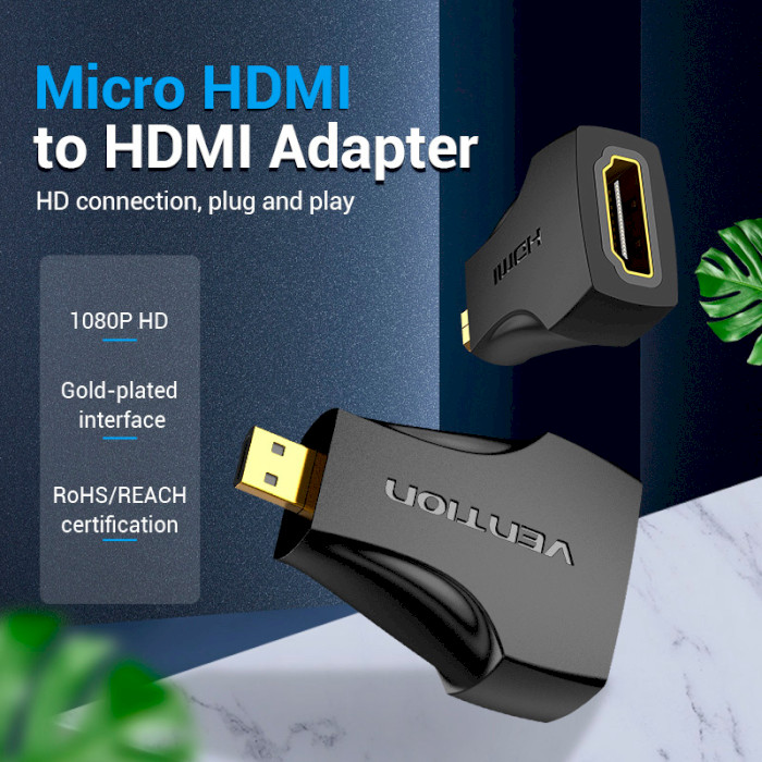 Адаптер VENTION Micro-HDMI Male to HDMI Female Adapter Micro-HDMI - HDMI Black (AITB0)