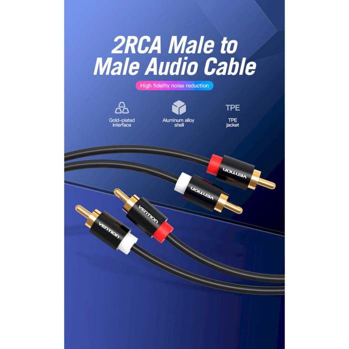 Кабель VENTION 2RCA Male to Male Audio Cable Audio 2xRCA - 2xRCA 3м Black (VAB-R06-B300)