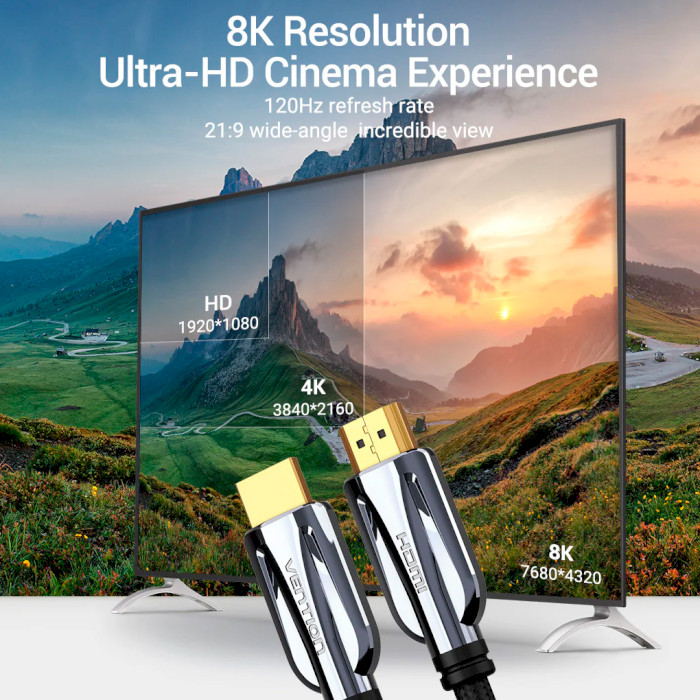 Кабель VENTION 8K@60Hz Male to Male HDMI v2.1 1.5м Black (AALBG)