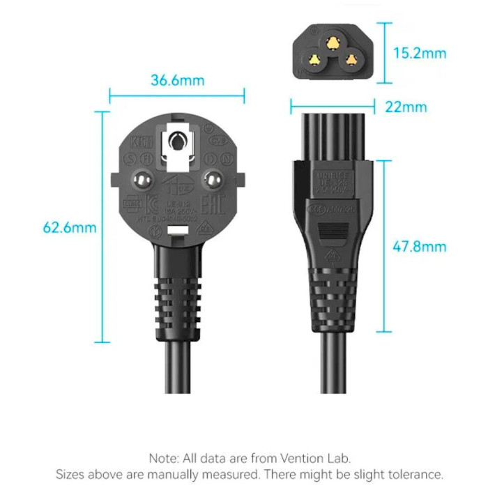 Кабель питания VENTION CEE7/7-C5 1.8м (ZCKBAC)