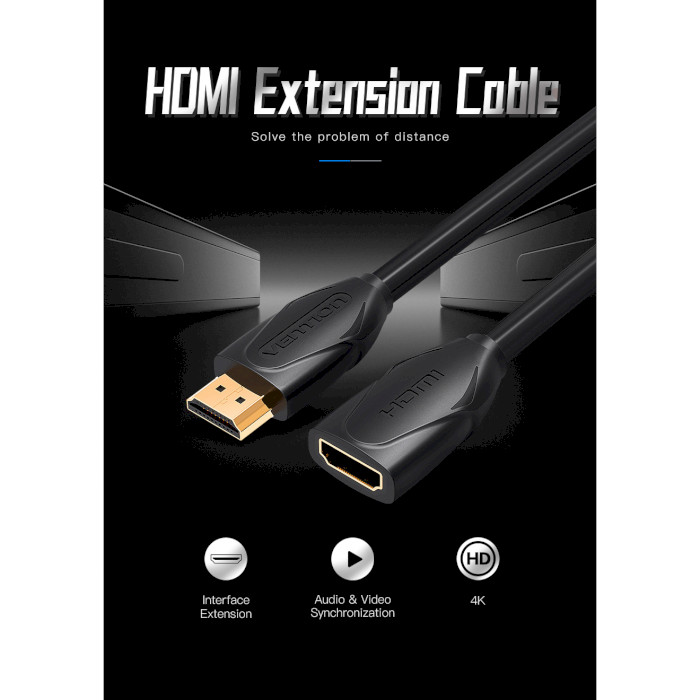 Кабель-подовжувач VENTION HDMI Extension Cable HDMI v2.0 3м Black (VAA-B06-B300)