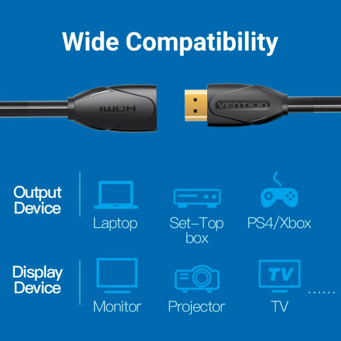 Кабель-подовжувач VENTION HDMI Extension Cable HDMI v2.0 3м Black (VAA-B06-B300)