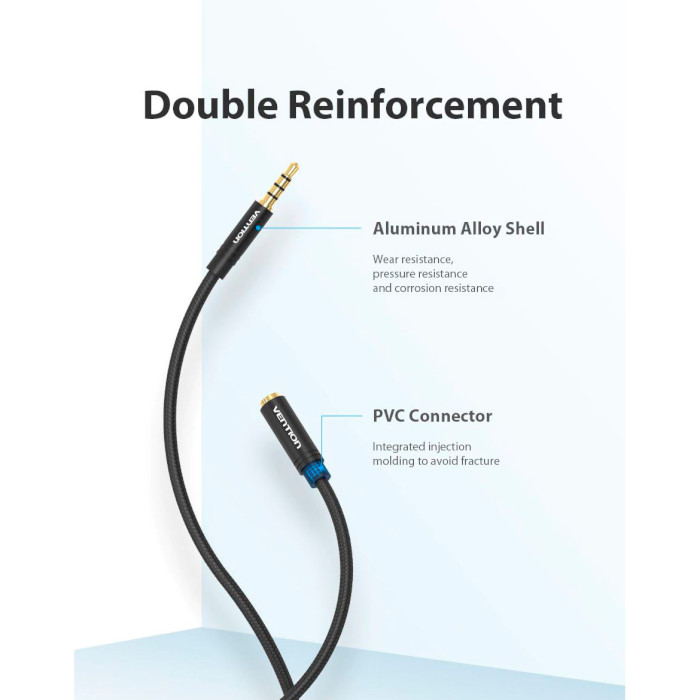 Кабель-подовжувач VENTION 3.5mm Audio Extension Cable mini-jack 3.5mm 5м Black (BHCBJ)