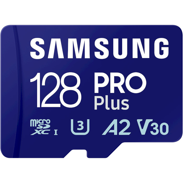 Карта пам'яті SAMSUNG microSDXC Pro Plus 128GB UHS-I U3 V30 A2 Class 10 + SD-adapter (MB-MD128SA/EU)