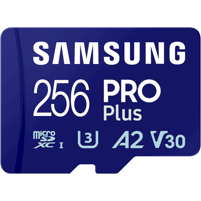 Карта пам'яті SAMSUNG microSDXC Pro Plus 256GB UHS-I U3 V30 A2 Class 10 + SD-adapter (MB-MD256SA/EU)