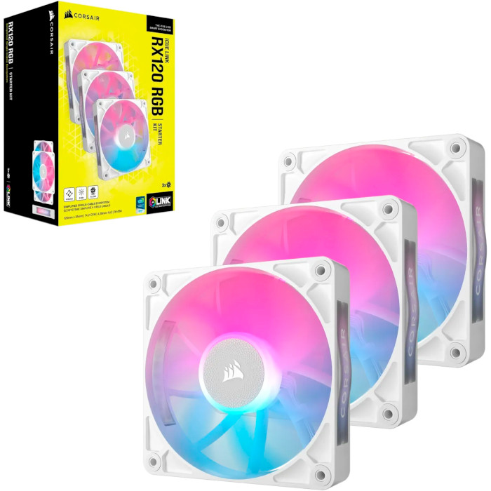 Комплект вентиляторов CORSAIR iCUE Link RX120 RGB PWM White 3-Pack (CO-9051022-WW)