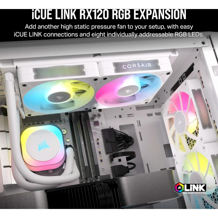 Комплект вентиляторів CORSAIR iCUE Link RX120 RGB PWM White 3-Pack (CO-9051022-WW)