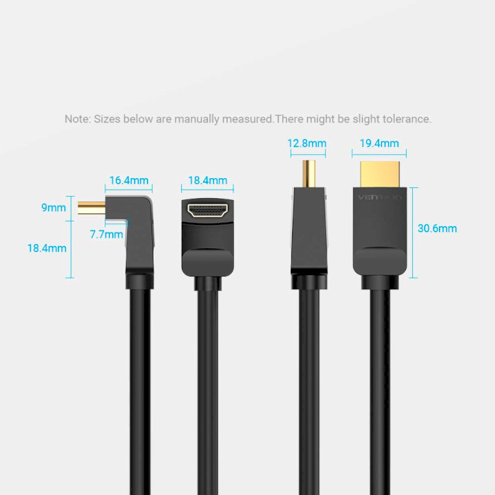 Кабель VENTION HDMI Right Angle Cable 270 Degree HDMI v2.0 2м Black (AAQBH)
