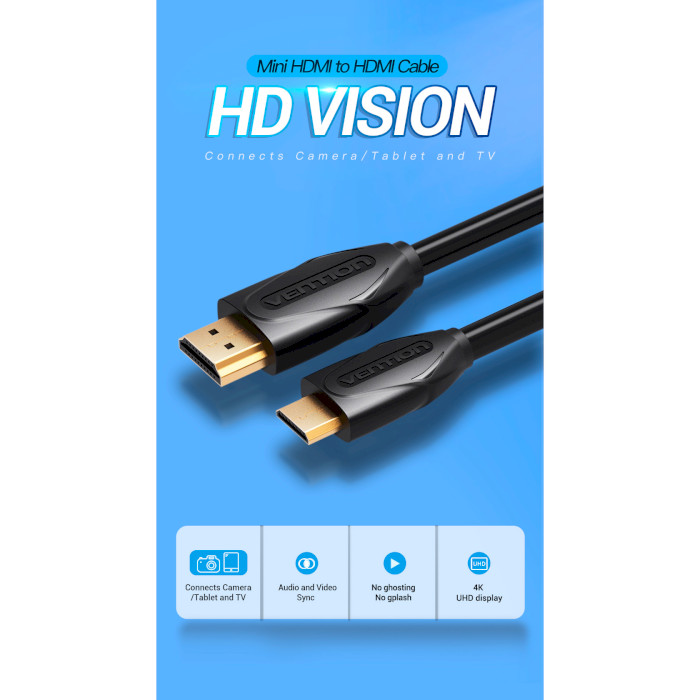 Кабель VENTION Male to Male Mini-HDMI - HDMI v1.4 1.5м Black (VAA-D02-B150)