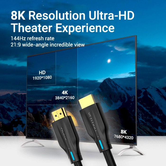 Кабель VENTION 8K@60Hz Male to Male HDMI v2.1 2м Black (AAUBH)