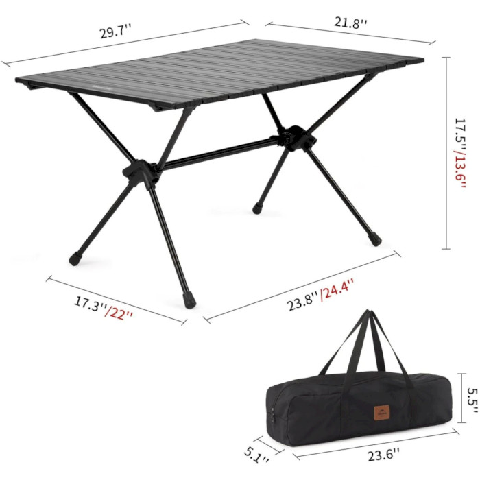 Кемпинговый стол NATUREHIKE FT11 Detachable Aluminum Alloy Table 75.5x55.5см Black (6927595712474)
