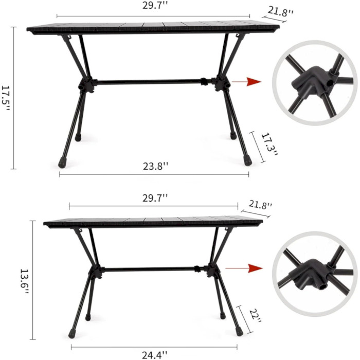 Кемпинговый стол NATUREHIKE FT11 Detachable Aluminum Alloy Table 75.5x55.5см Black (6927595712474)