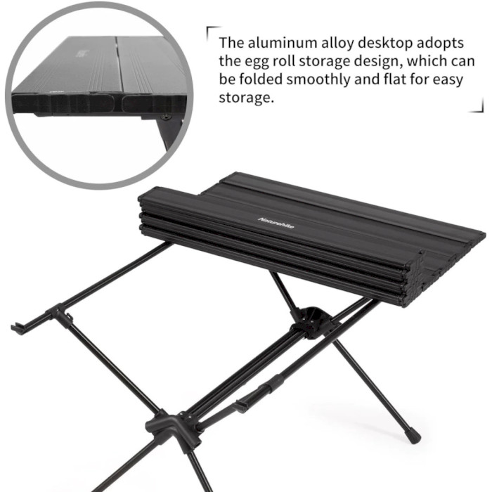 Кемпінговий стіл NATUREHIKE FT11 Detachable Aluminum Alloy Table 75.5x55.5см Black (6927595712474)