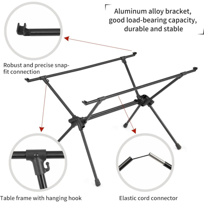 Кемпинговый стол NATUREHIKE FT11 Detachable Aluminum Alloy Table 75.5x55.5см Black (6927595712474)