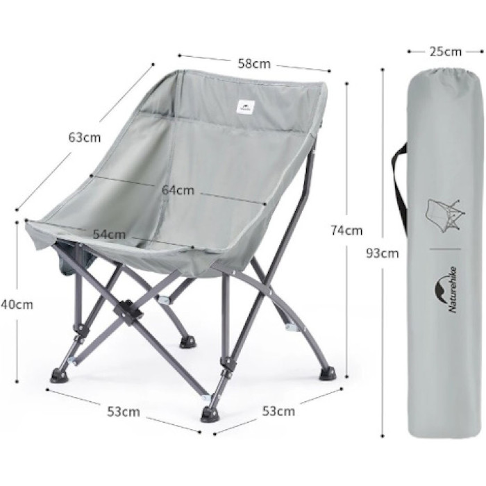 Стілець кемпінговий NATUREHIKE Outdoor Folding Chair Gray (CNK23JU0001-GY)