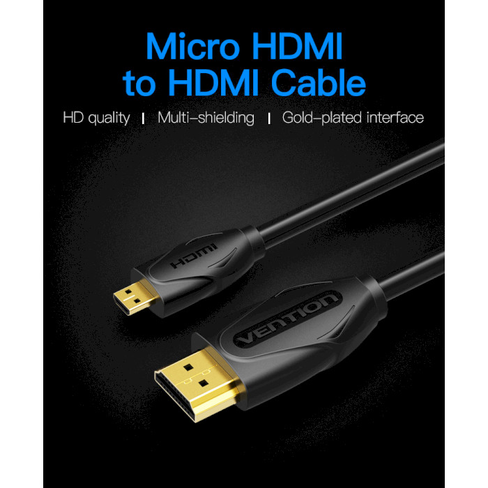 Кабель VENTION Male to Male Micro-HDMI - HDMI v1.4 2м Black (VAA-D03-B200)