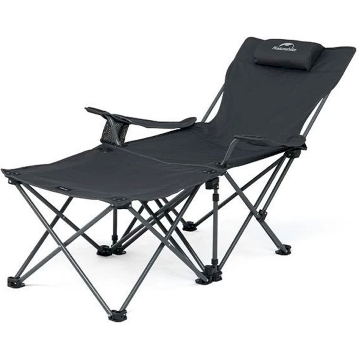 Стілець кемпінговий NATUREHIKE Outdoor Folding Chair with Detachable Footrest Black (CNK2300JJ012-BK)
