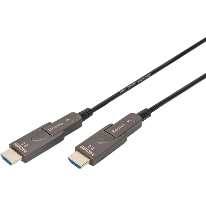 Кабель оптический (AOC) DIGITUS 4K AOC Hybrid Fiber Optic Cable Micro-HDMI/HDMI v2.0 10м Black (AK-330127-100-S)