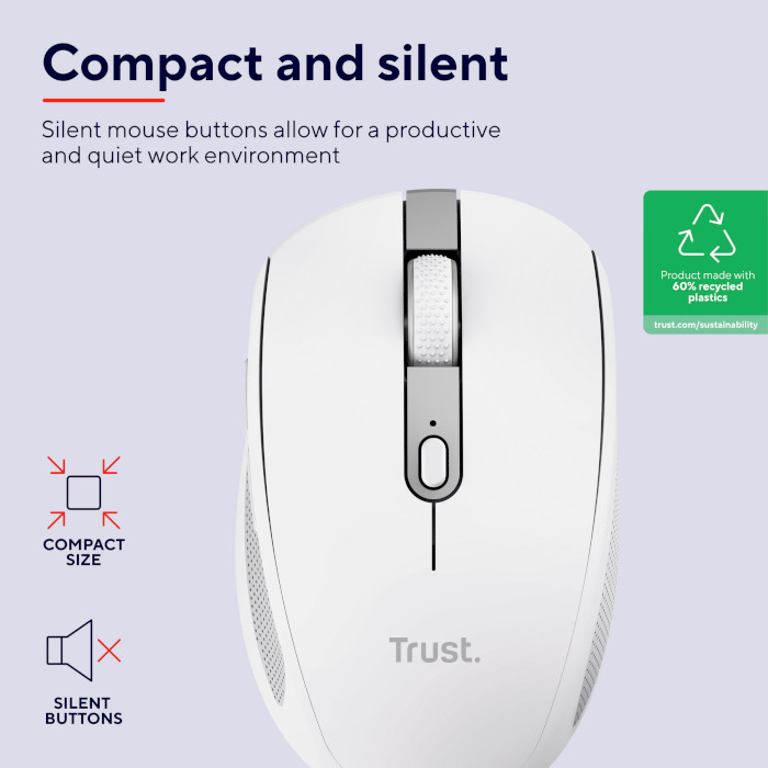 Миша TRUST Ozaa Compact Multi-Device Wireless White (24933)