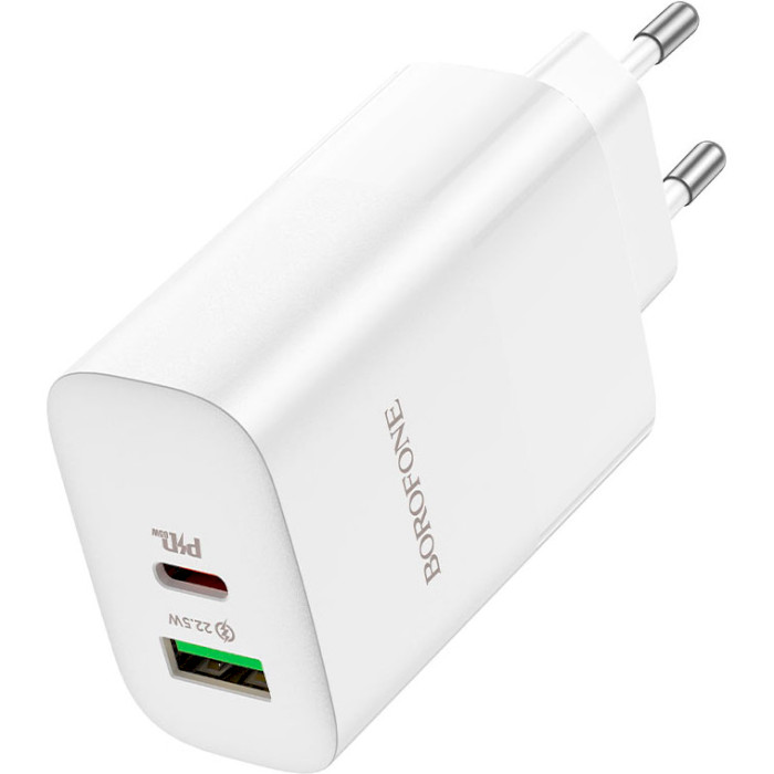 Зарядний пристрій BOROFONE BN10 Sunlight 1xUSB-C, 1xUSB-A, PD65W, QC3.0 22.5W White