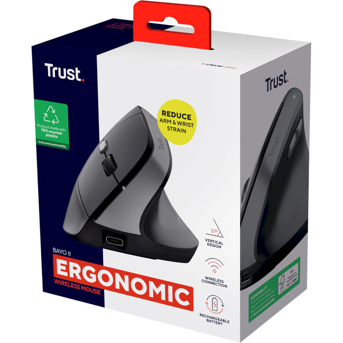 Вертикальна миша TRUST Bayo 2 Ergonomic Wireless Black (25145)