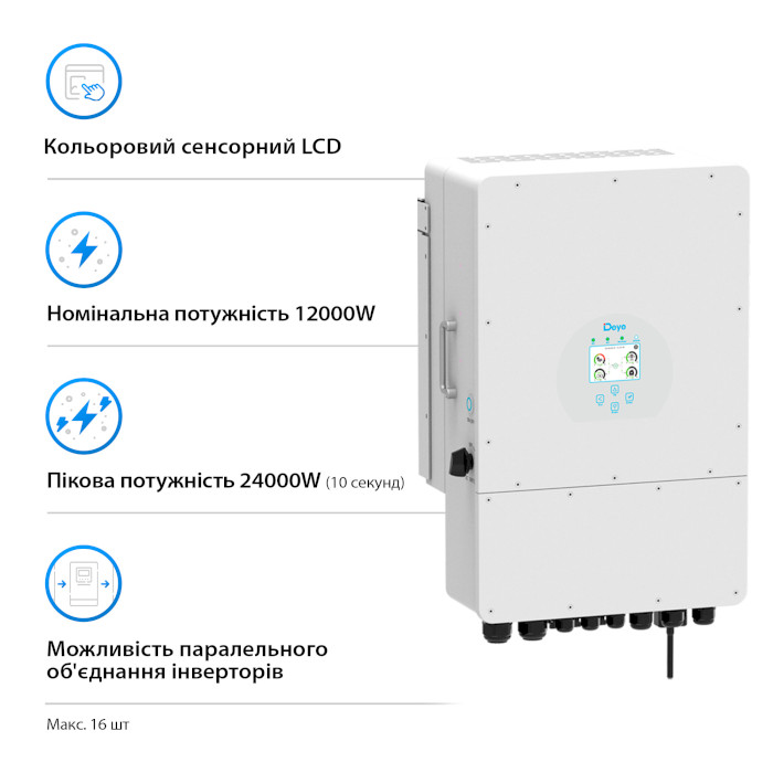 Гібридний сонячний інвертор DEYE SUN-12K-SG02LP1-EU-AM3