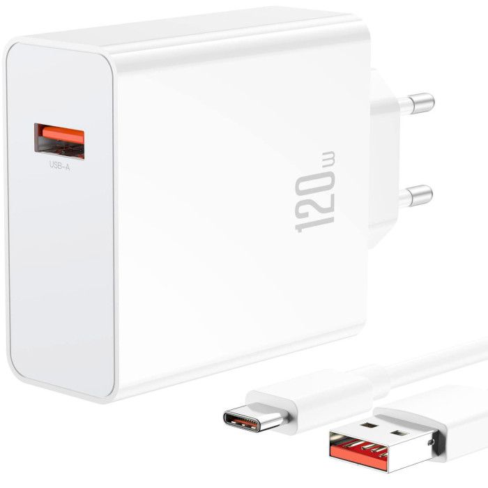 Зарядное устройство XO L128 1xUSB-A, PD3.0, QC3.0 120W White w/Type-C cable (XO-L128-WH)