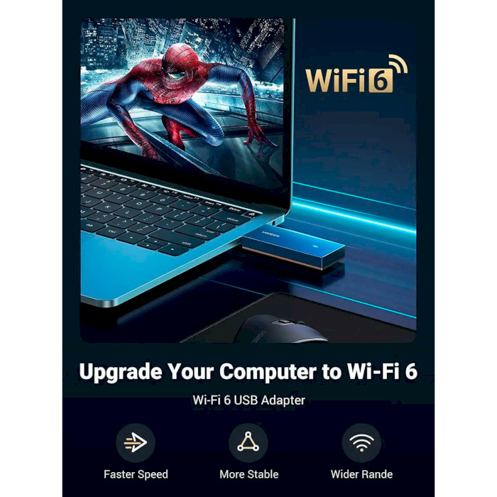 Wi-Fi адаптер UGREEN CM499 AX1800 Dual-Band Wi-Fi Adapter (90340)