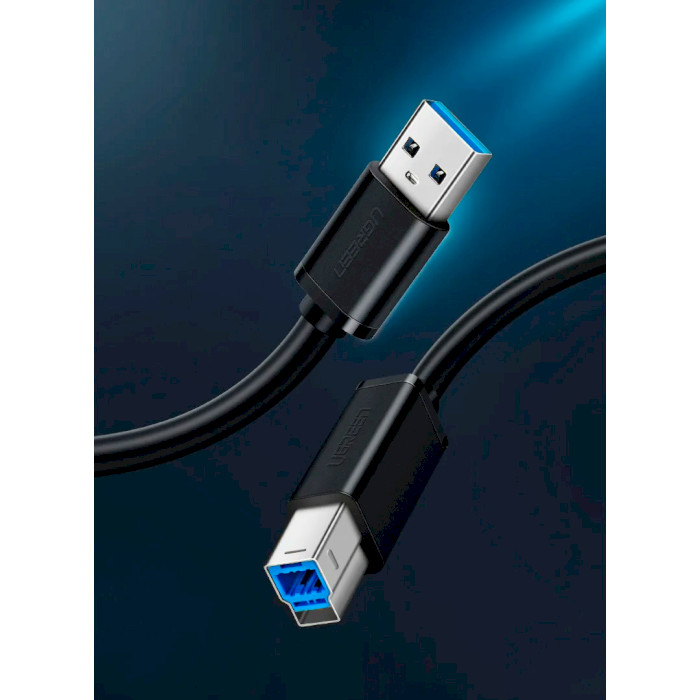 Кабель UGREEN US210 USB 3.0 AM to BM Print Cable 2м Black (10372)