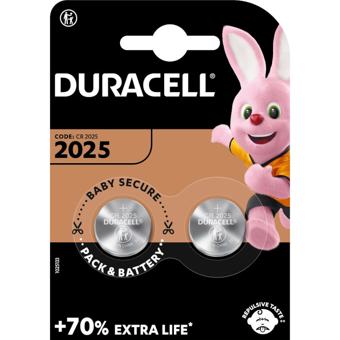 Батарейка DURACELL Lithium CR2025 2шт/уп (5003990)