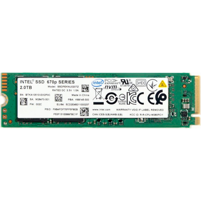SSD диск INTEL 670p 2TB M.2 NVMe (SSDPEKNU020TZX1)