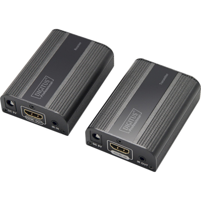 Подовжувач HDMI по крученій парі DIGITUS 4K HDMI Extender Set HDMI v2.0 Black (DS-55204)