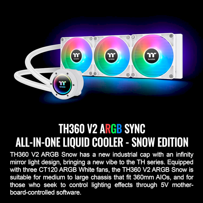 Система водяного охолодження THERMALTAKE TH360 V2 ARGB Sync AIO Snow Edition (CL-W365-PL12SW)