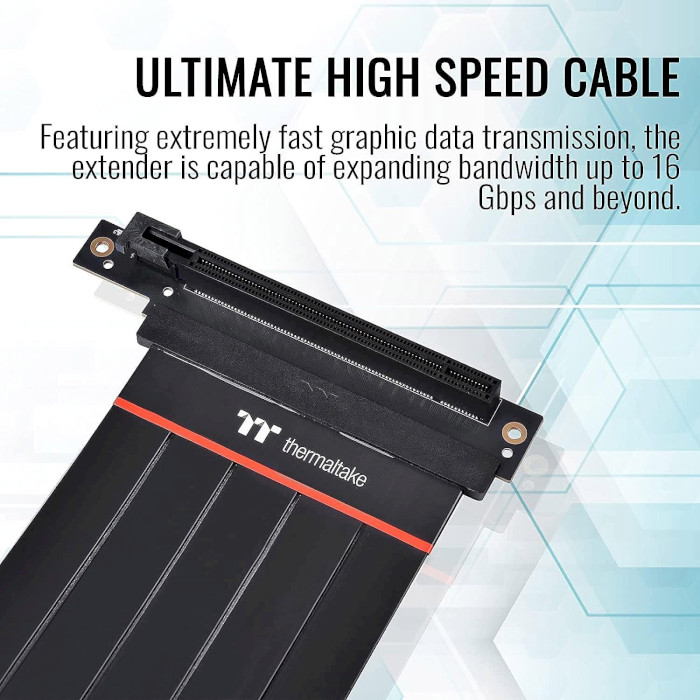 Райзер для вертикального встановлення відеокарти THERMALTAKE Premium PCIe 4.0 Extender with 90° Adapter 200mm (AC-060-CO1OTN-C2)