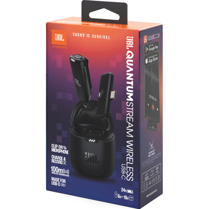 Мікрофон-петличка бездротовий JBL Quantum Stream Wireless USB-C Black (JBLSTRMWLUSBCBLK)