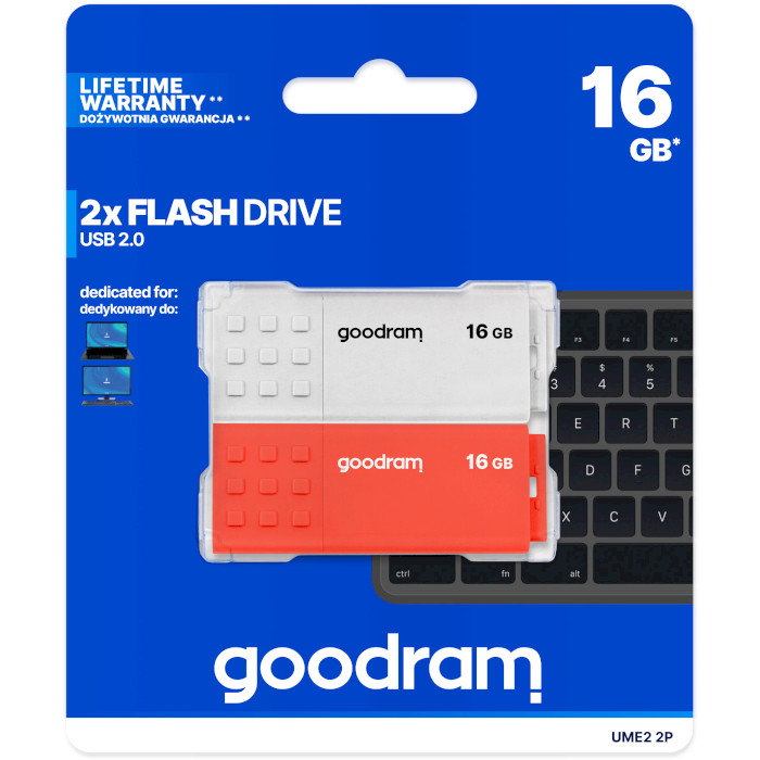 Набір з 2 флешок GOODRAM UME2 Mix 16GB Black/Red/White/Yellow (UME2-0160MXR11-2P)