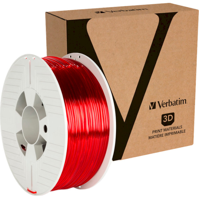 Пластик (филамент) для 3D принтера VERBATIM PETG 2.85mm, 1кг, Transparent Red (55062)