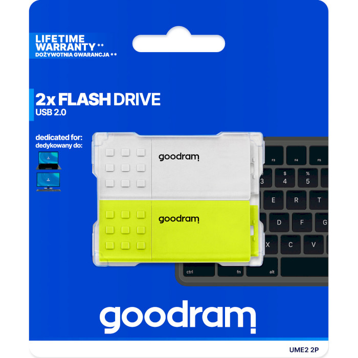 Набір з 2 флешок GOODRAM UME2 Mix 32GB USB2.0 Black/Red/White/Yellow (UME2-0320MXR11-2P)