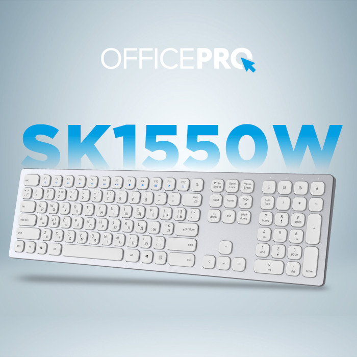 Клавиатура беспроводная OFFICEPRO SK1550 White