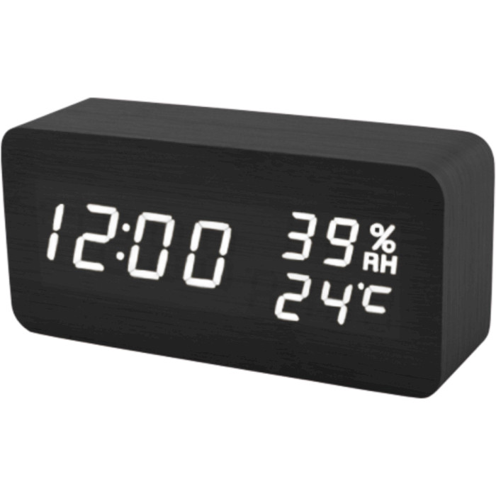 Часы настольные VST 862S Wooden Black (White LED)