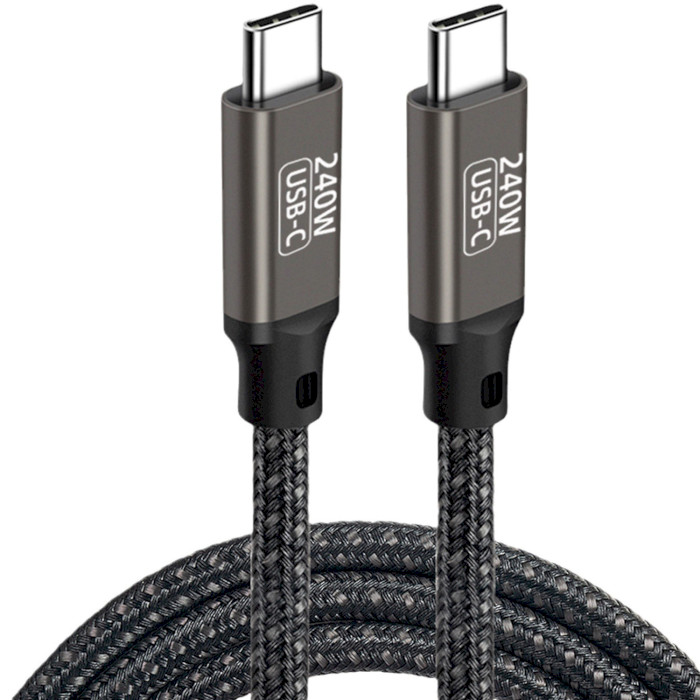 Кабель USB Type-C M/M 240W 5A 3м Black/Silver (S1027)