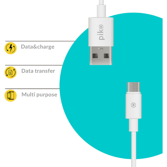 Кабель PIKO CB-UM11 USB-A to Micro-USB 1.2м White