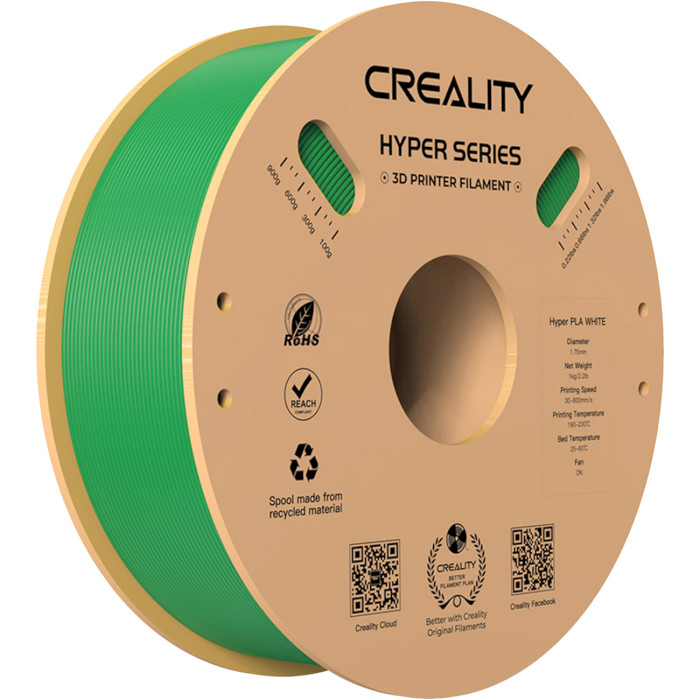 Пластик (філамент) для 3D принтера CREALITY Hyper PLA 1.75mm, 1кг, Green (3301010380)