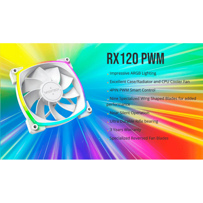 Вентилятор MONTECH RX120 PWM White