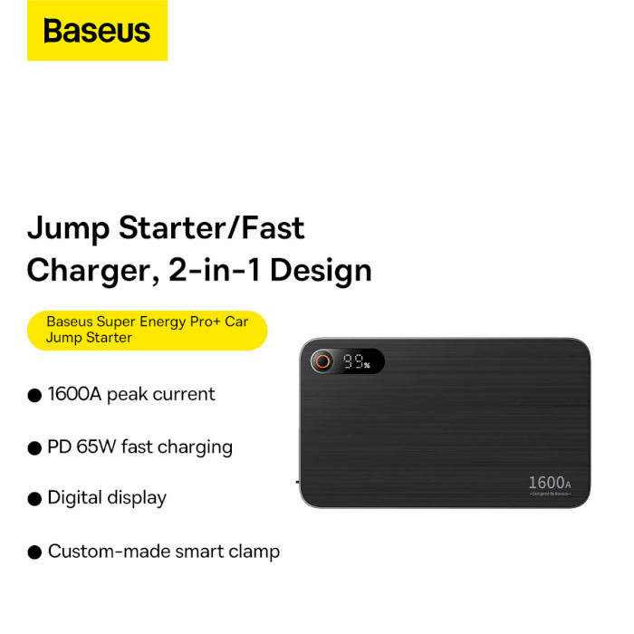 Портативний пускозарядний пристрій BASEUS Super Energy Pro Plus Jump Starter 1600A 16000mAh Black (CGNL070001)
