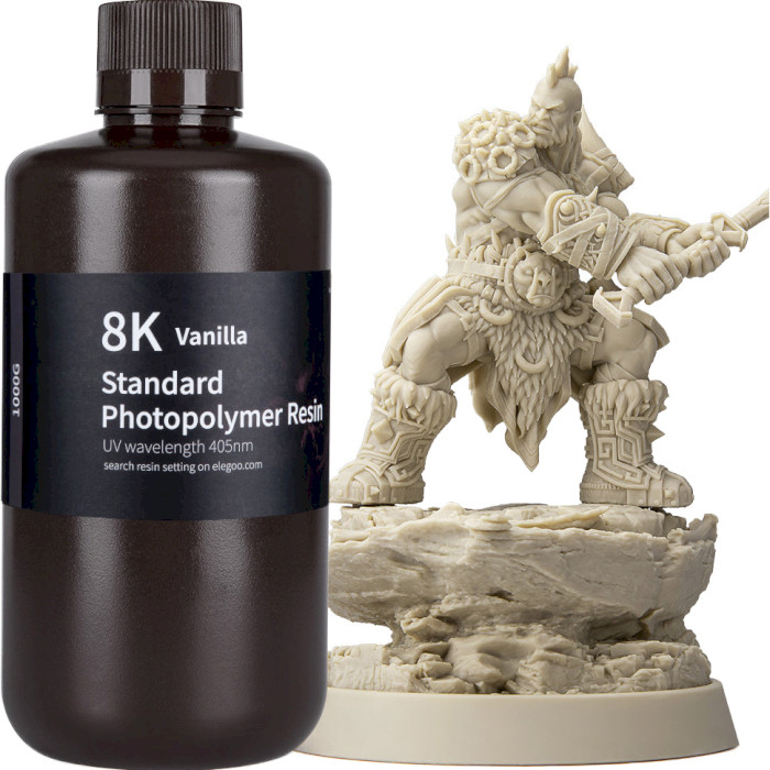 Фотополимерная резина для 3D принтера ELEGOO 8K Standard Resin, 1кг, Vanilla (50.103.0130)