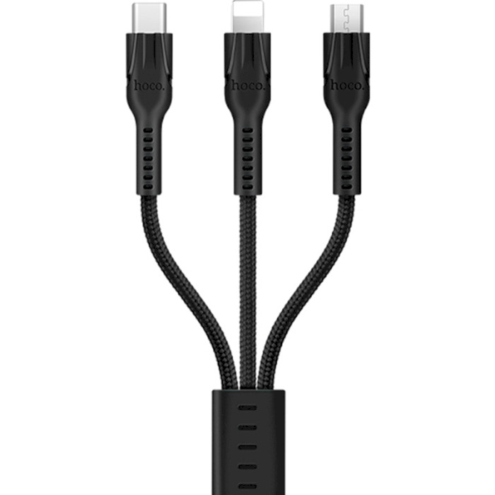 Кабель HOCO U31 Benay USB-A to M+L+C 1.2м Black