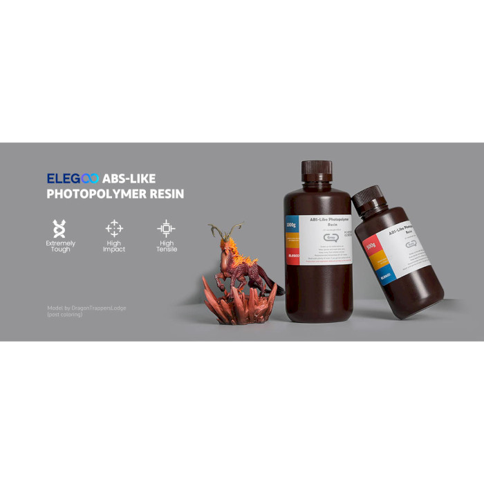 Фотополимерная резина для 3D принтера ELEGOO ABS-Like, 1кг, Smoke Black (50.103.0024)