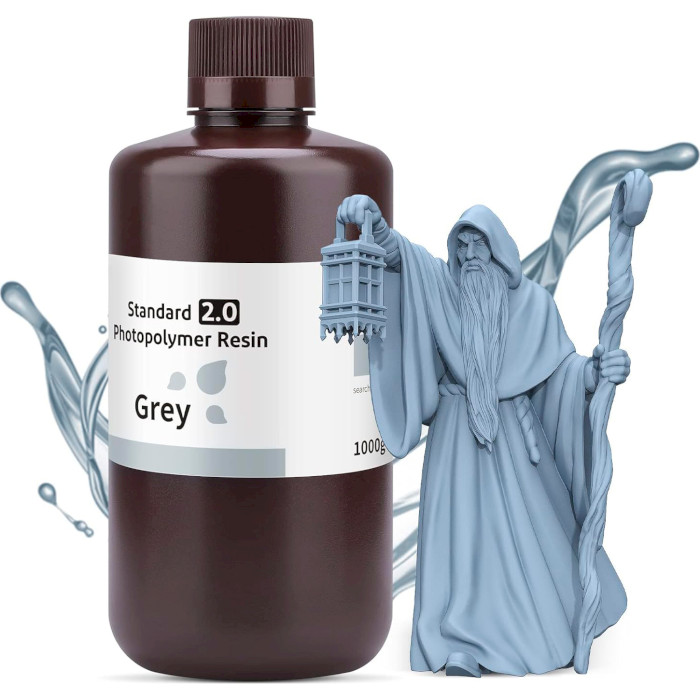 Фотополимерная резина для 3D принтера ELEGOO Standard Resin 2.0, 1кг, Gray (50.103.0061)