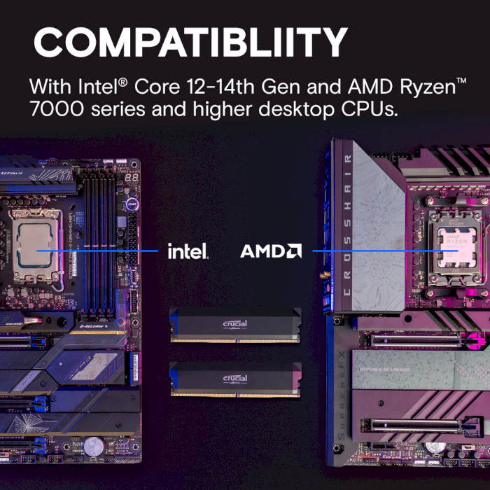 Модуль пам'яті CRUCIAL DDR5 Pro Overclocking DDR5 6000MHz 16GB (CP16G60C36U5B)